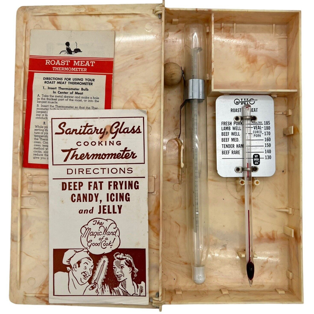 Burbank Radiator CA VTG 60s Gift Set Cooking & Candy Making Thermometers